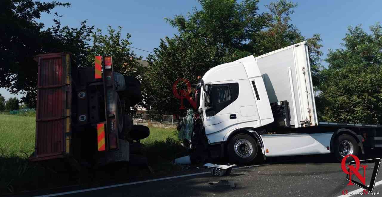 CASELLE TORINESE – Frontale tra due mezzi pesanti in strada Leini; un ferito (FOTO)