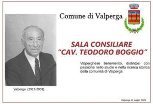 VALPERGA - La sala consiliare verrà intitolata al Cav. Teodoro Boggio 1 VALPERGA - La sala consiliare verrà intitolata al Cav. Teodoro Boggio
