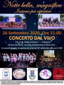 VOLPIANO - Musica: “Notte bella, magnifica...Insieme per ripartire” 1 VOLPIANO - Musica: “Notte bella, magnifica...Insieme per ripartire”