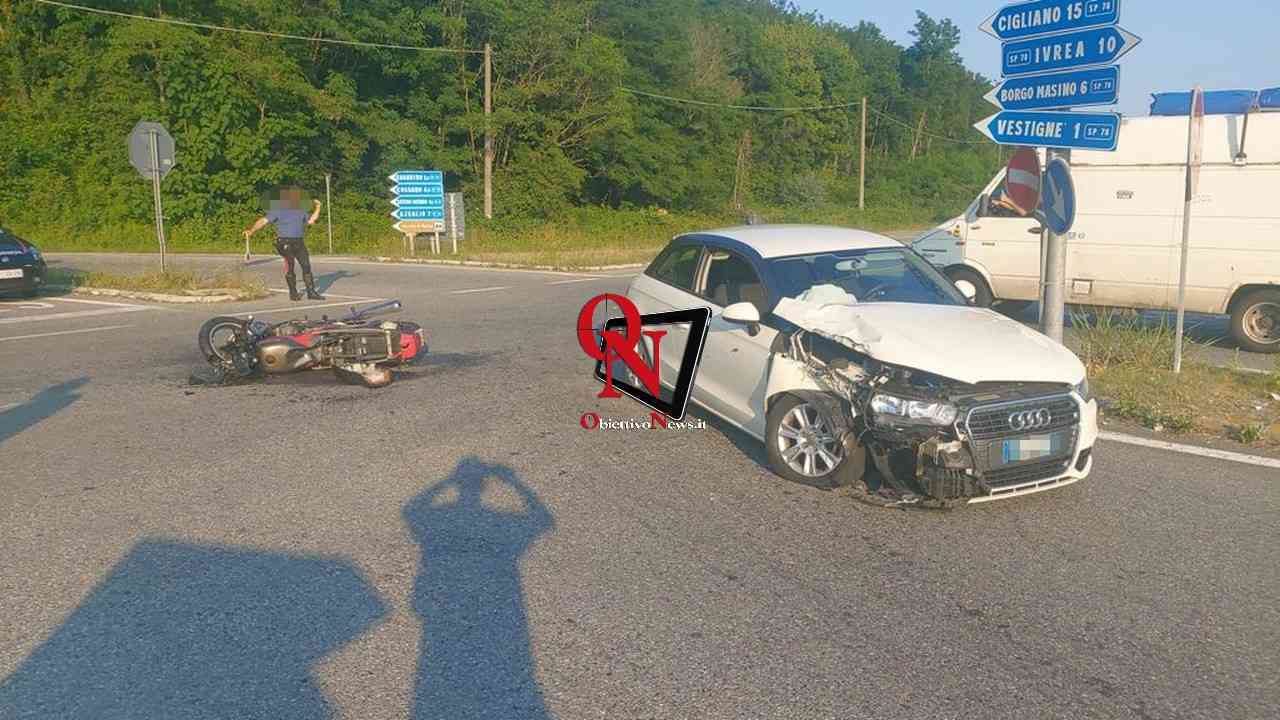 VESTIGNÈ – Moto si scontra con una vettura, ferito il motociclista (FOTO)
