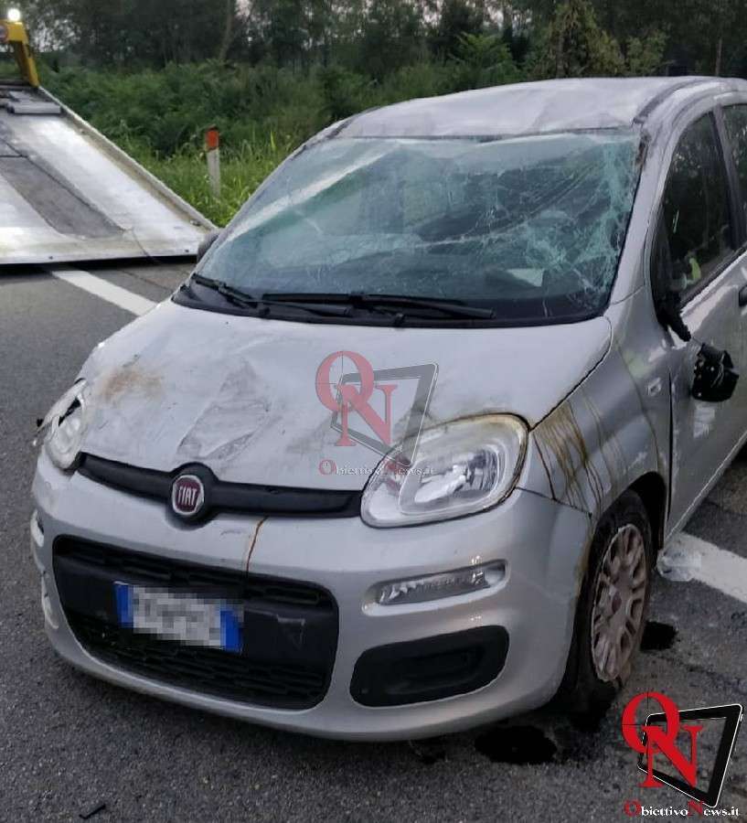 ALBIANO D'IVREA – Auto ribaltata sulla bretella Ivrea-Santhià; ferita una donna (FOTO)