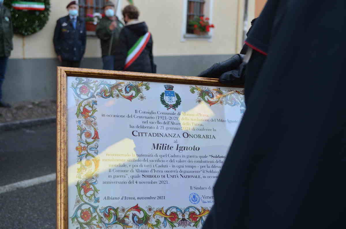 ALBIANO D'IVREA – Conferita la Cittadinanza Onoraria al Milite Ignoto