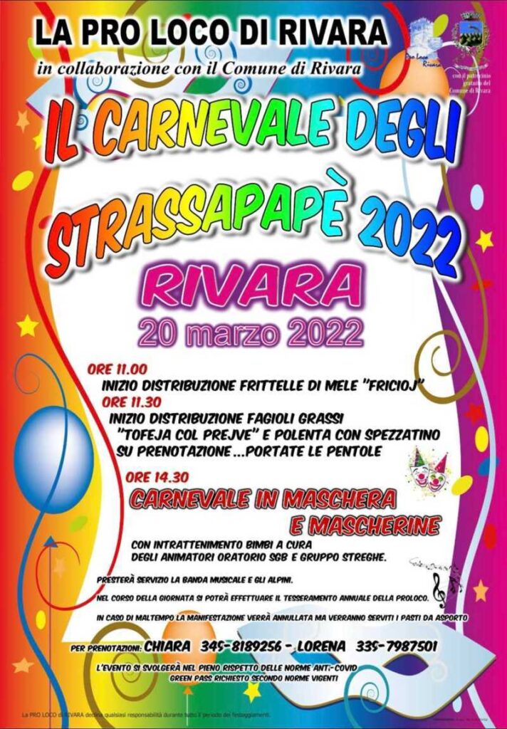 RIVARA - Al via domenica 20 marzo "Il Carnevale degli Strassapapè 2022"