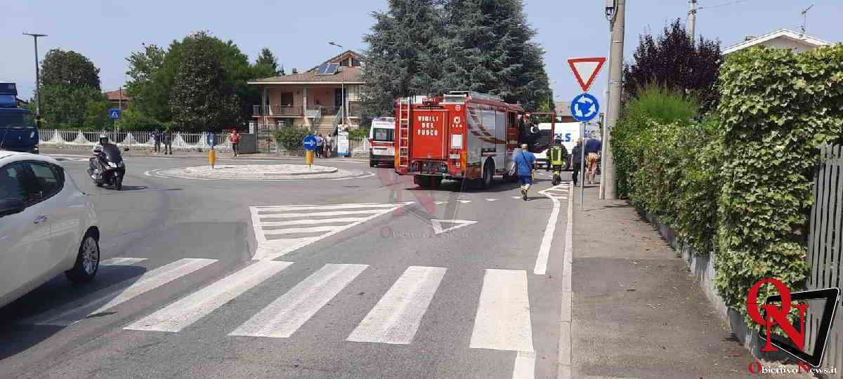 SAN BENIGNO CANAVESE – Incidente alla rotonda di via Sebastiano Bianco (FOTO)