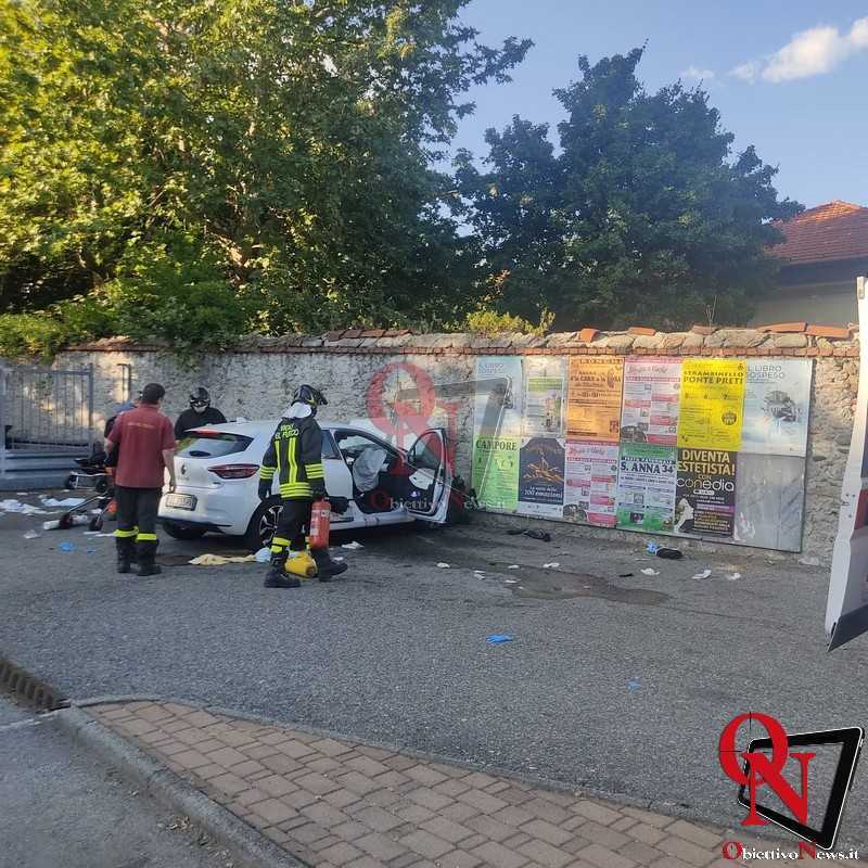 CUORGNÉ - Grave incidente in corso Roma: auto contro muro (FOTO E VIDEO)