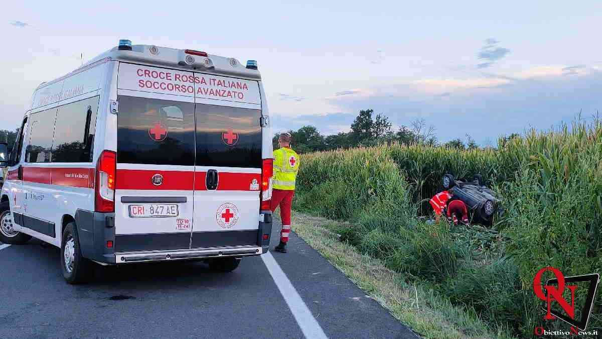 BOSCONERO - 460: auto esce di strada e si ribalta nel campo (FOTO E VIDEO)