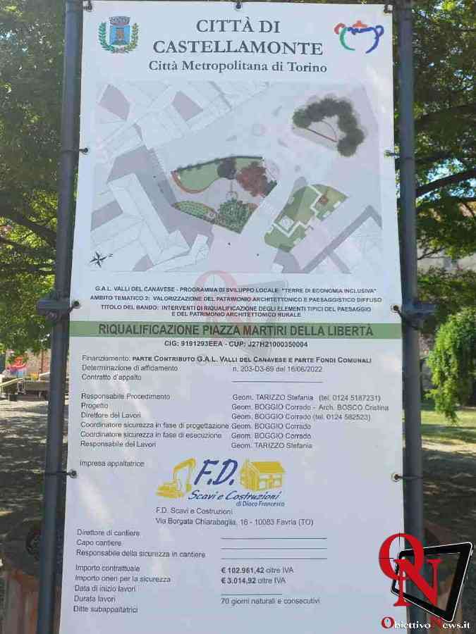 CASTELLAMONTE – A breve partiranno i lavori di riqualificazione dei giardini di piazza Martiri