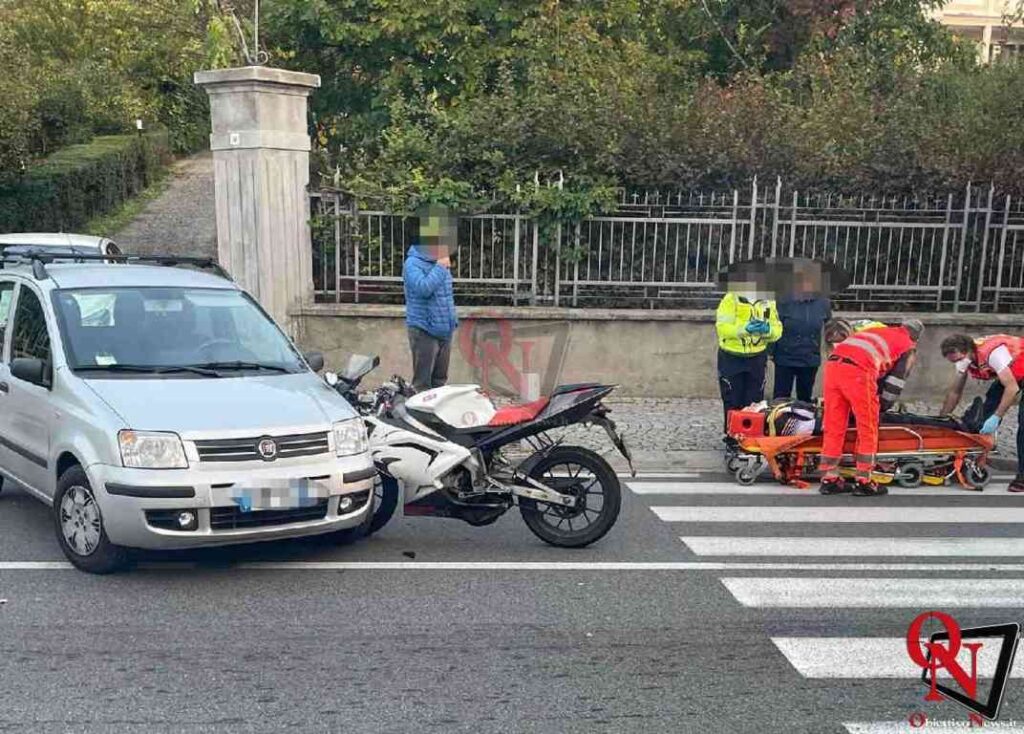 IVREA – Scontro auto – moto in via Jervis; ferito il centauro