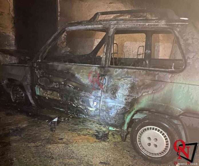 canischio auto in fiamme