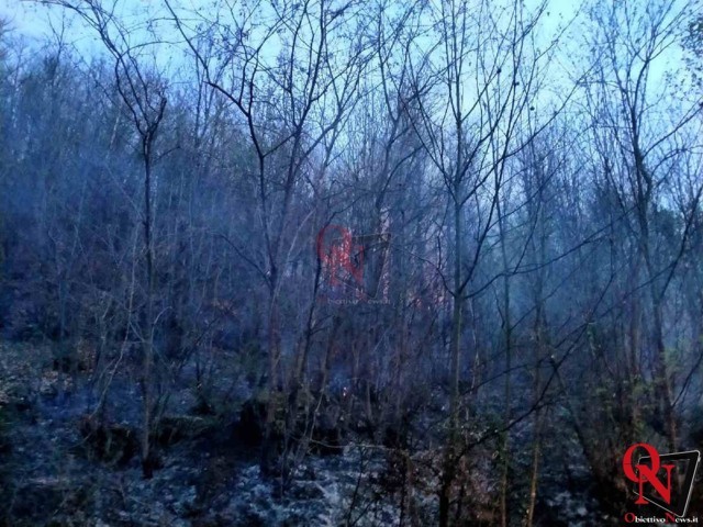 CUORGNÈ – Incendio boschivo in frazione Priacco; VVF e Aib sul posto (FOTO)