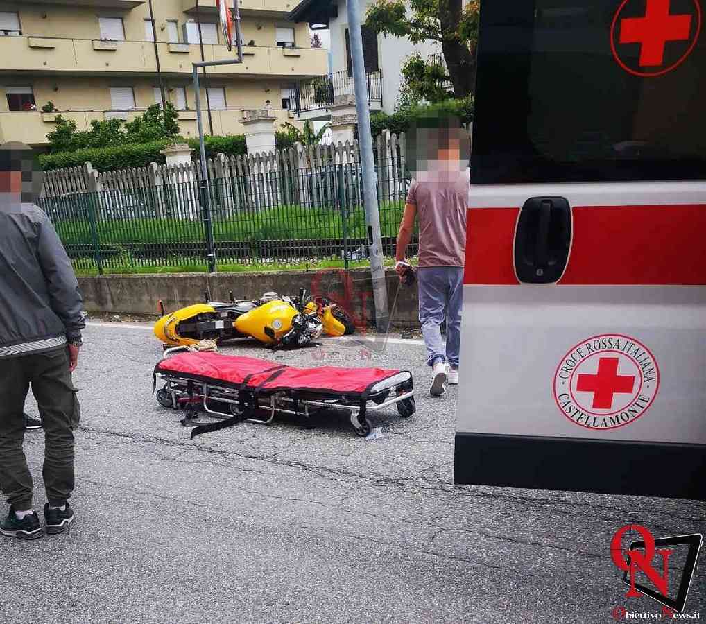 CUORGNÈ – Incidente in via Torino: coinvolte un'auto e una moto (FOTO E VIDEO)