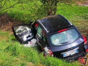 SALASSA – Incidente sulla 460: auto esce di strada e finisce contro ad un albero (FOTO E VIDEO)