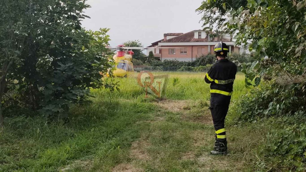 Bosconero, incidente in via Trento, elitrasportato a Rivoli