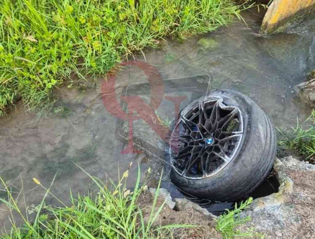 ruota staccata dall'auto nell'incidente a Caluso sulla Statale 26