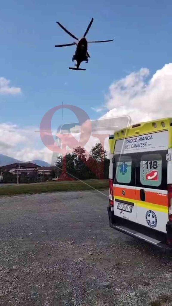 la croce bianca e l'elisoccorso sono intervenuti a Castellamonte per la caduta in bicicletta