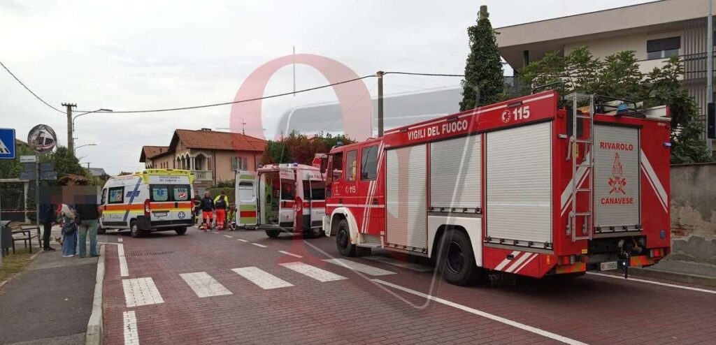 rivarolo canavese ciclista a terra in via merlo